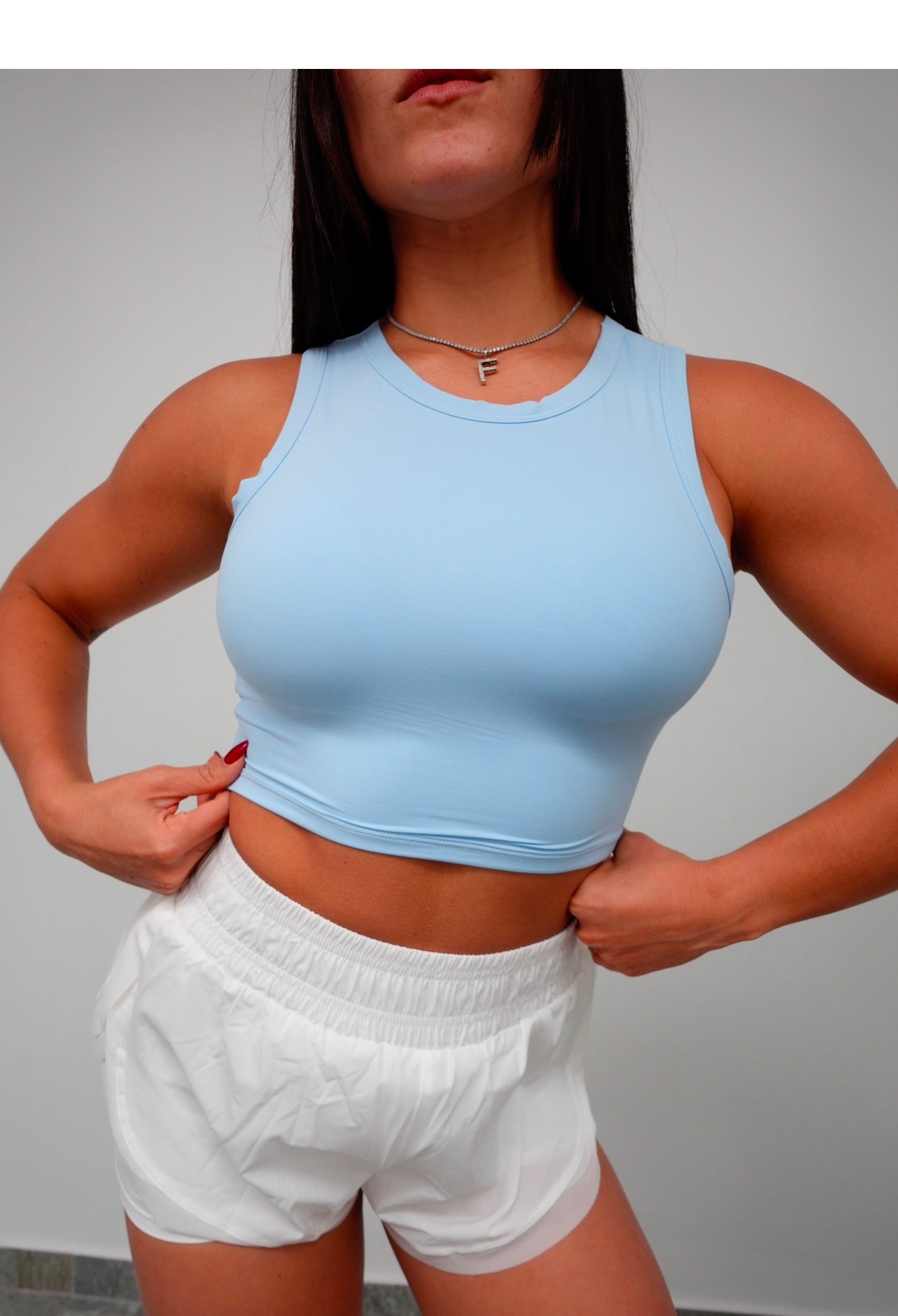 BABY BLUE OPEN BACK TOP