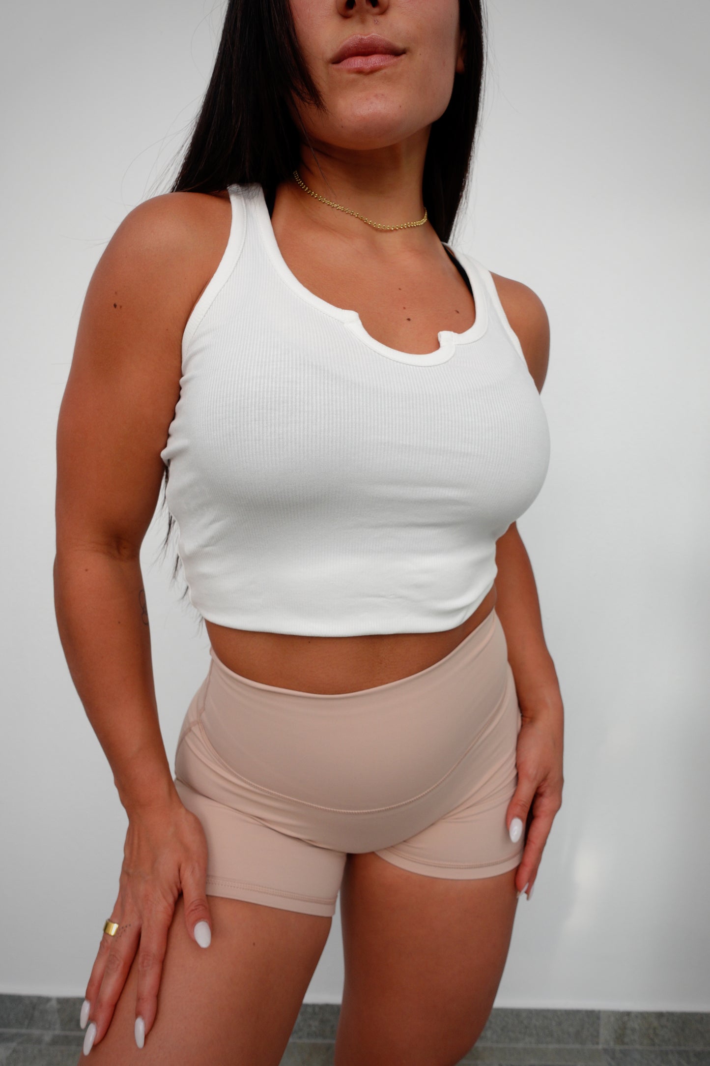 1 SMALL! WHITE RIBBED TANK TOP