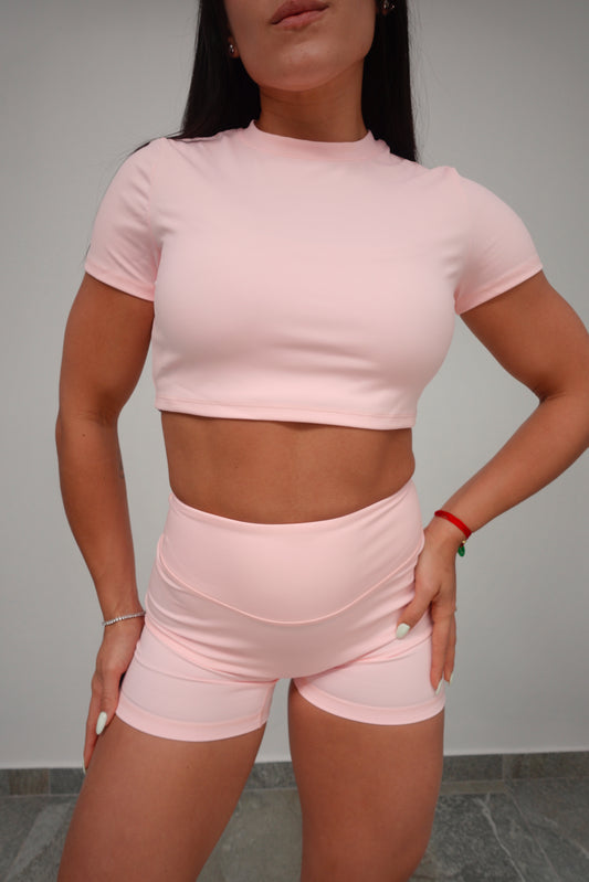 PEACH PINK SHORT AND SHIRT SET